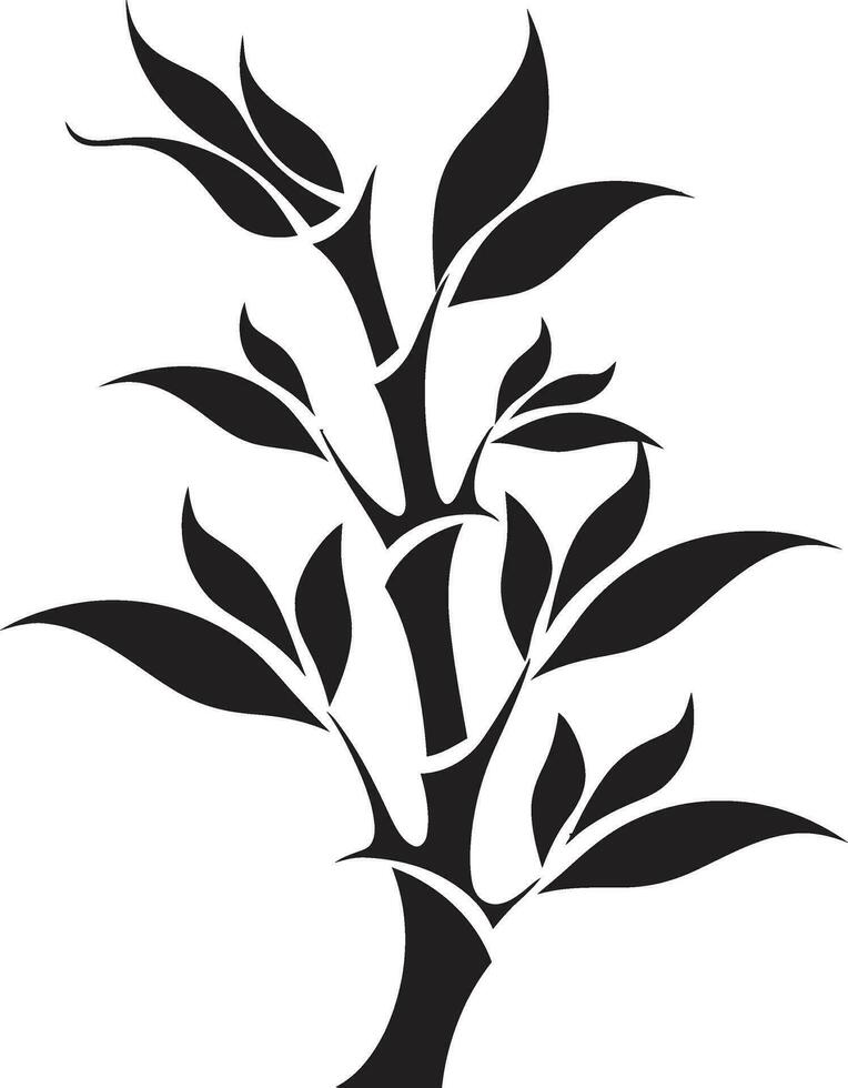 natural equilibrar soltado negro bambú planta emblema zen inspirado encanto negro bambú planta logo vector