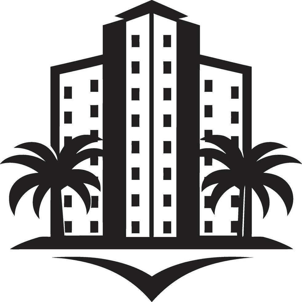 Sleek and Stylish Black Vector Apartment Elegant Living in the City Apartment Building Emblem
