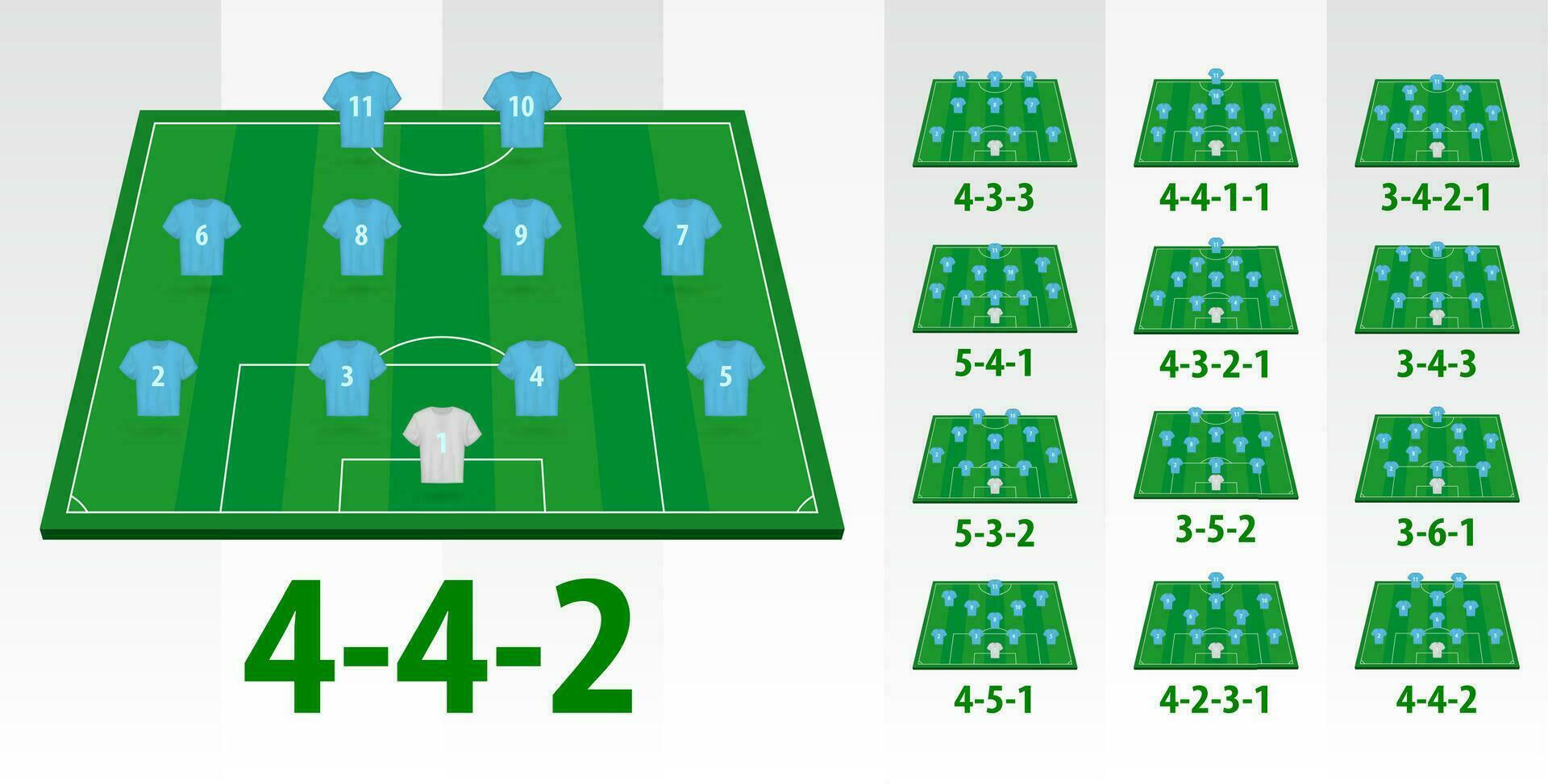 Soccer team formation on half field. vector