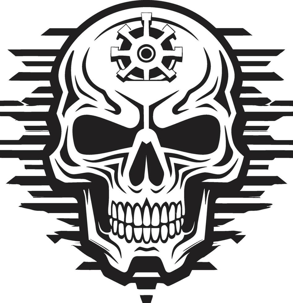 Cyberpunk Dream The Mechanical Skull Profile Abstract Machine Icon The Soul of the Future vector