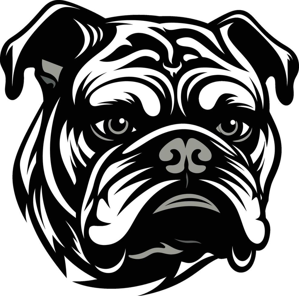 monocromo excelencia buldog vector icono audaz defensor negro logo con buldog icono