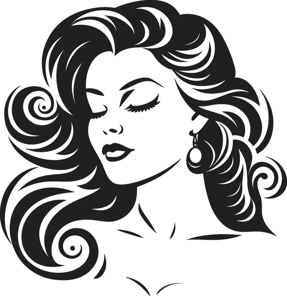 esculpido en gracia hembra cara en negro logo femenino sencillez negro cara diseño emblema vector