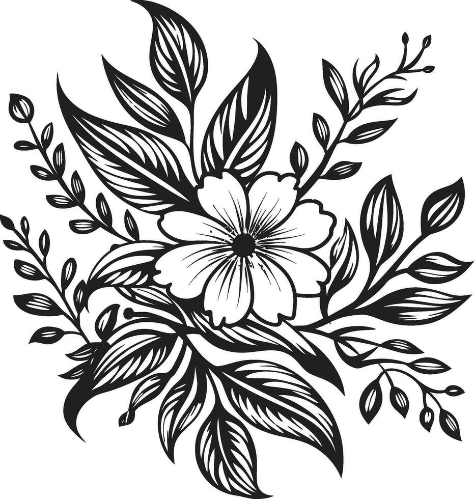 negro belleza exótico floral logo maestría Exquisito isla Arte floral diseño en negro vector