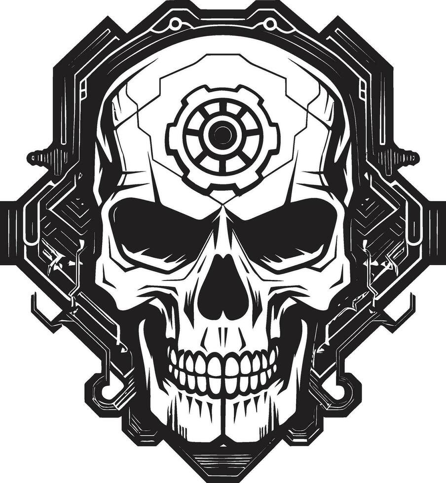 Sleek Mechanical Symbol The Digital Identity Industrial Cyber Skull Art The Visions of Innovation vector