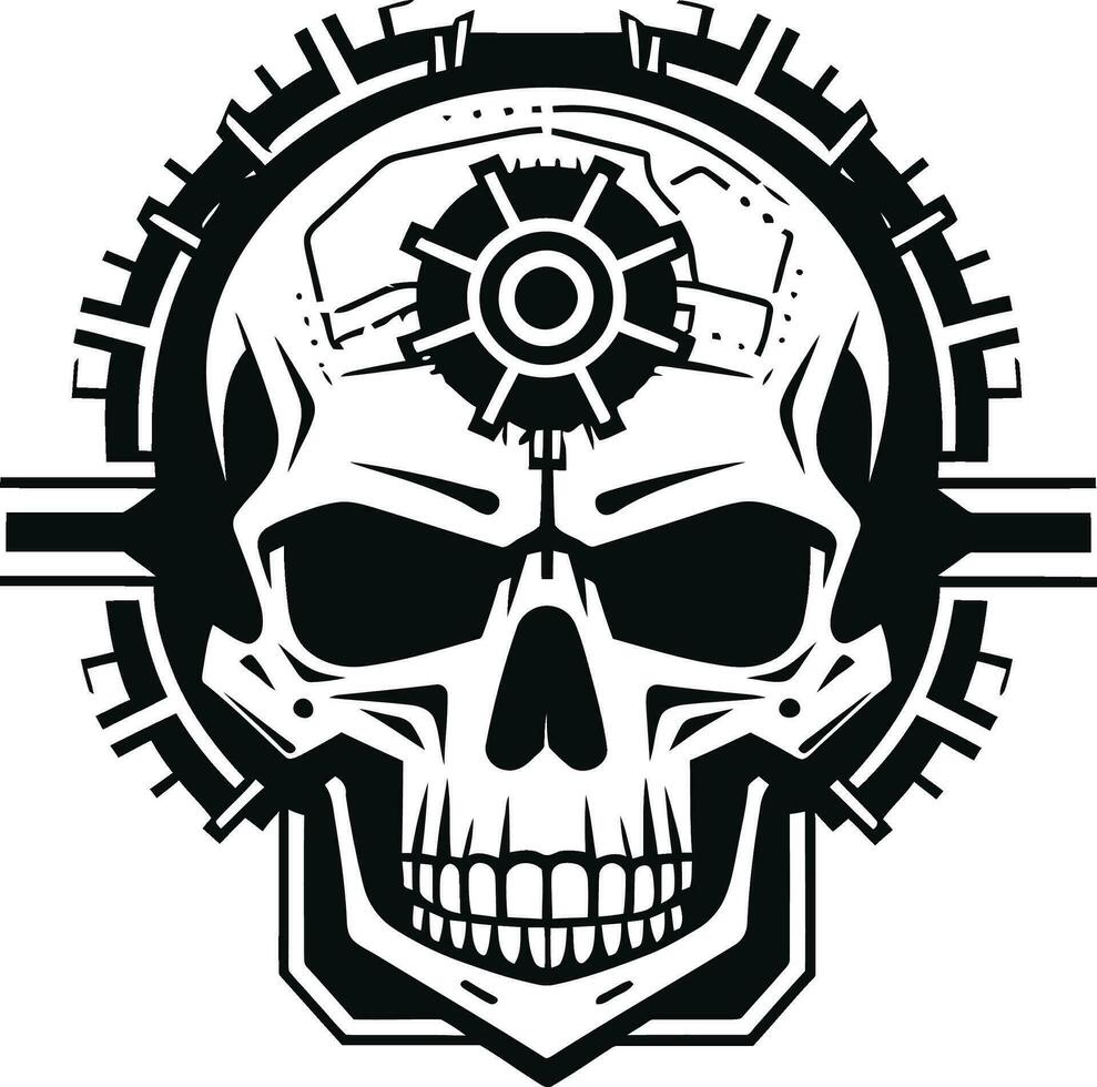 industrial ciber cráneo emblema el revolución de diseño artístico mecánico cráneo el elegancia de el máquina vector
