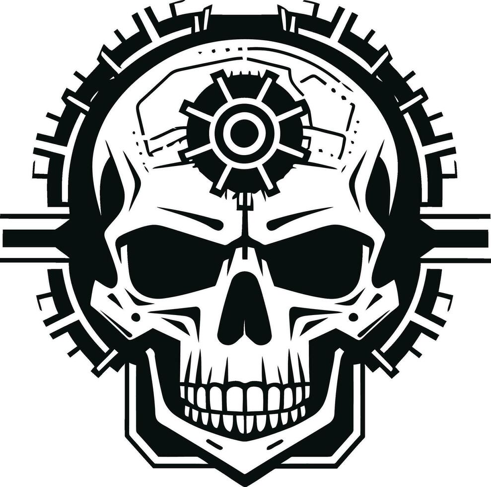 Industrial Cyber Skull Emblem The Revolution of Design Artistic Mechanical Skull The Elegance of the Machine vector