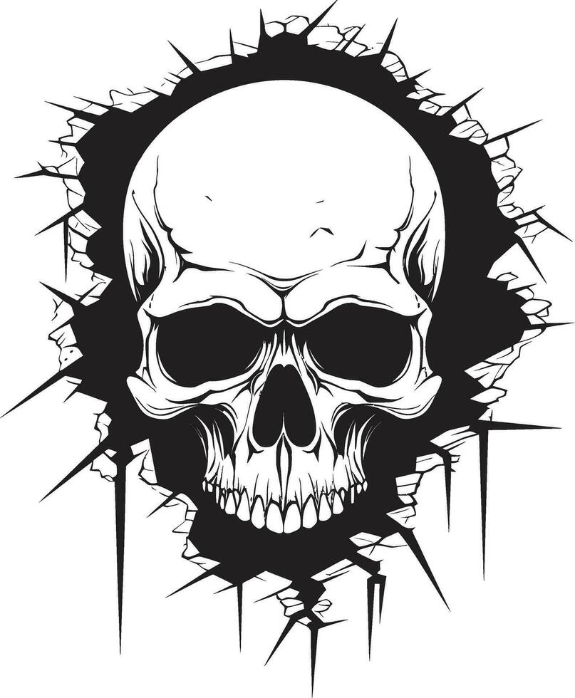 Eerie Resurgence The Mysterious Walls Skull Peek Behind the Wall The Skulls Intriguing Emblem vector