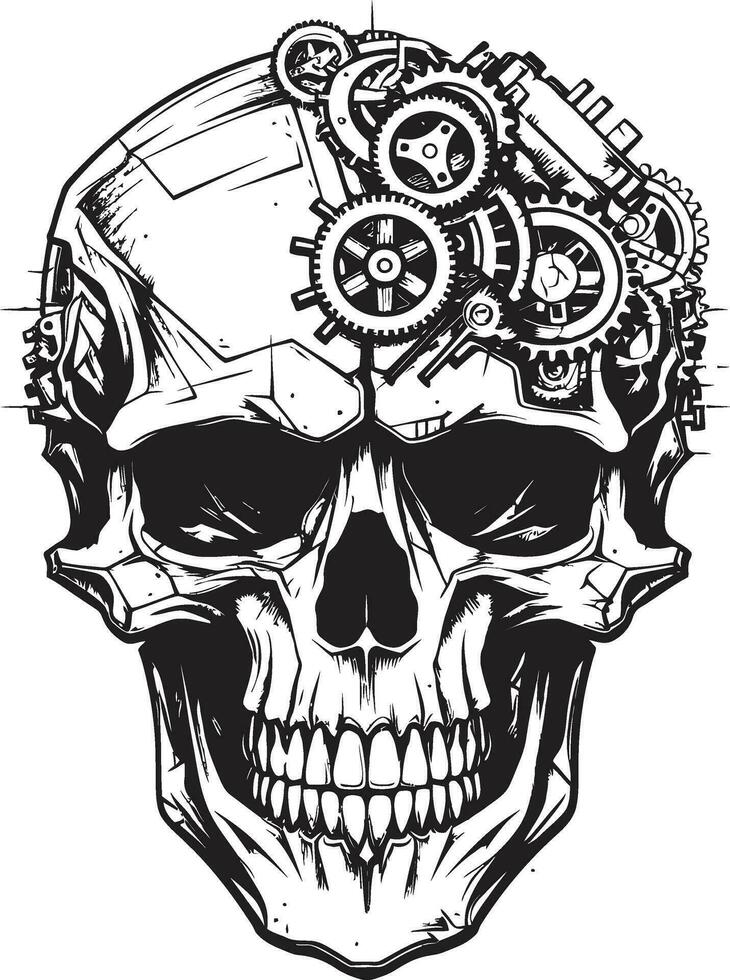 Sleek Cybernetic Skull A Portrait of Futuristic Design Industrial Marvel The Technological Skull Emblem vector