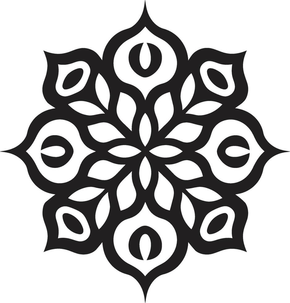 Arabesque Charm Black Logo Design with Florals Elegant Patterns Arabic Floral Tiles in Black vector