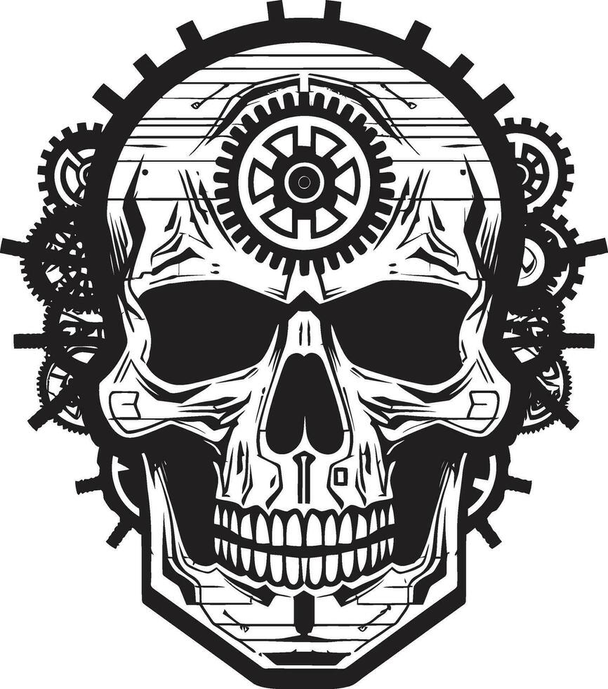 Gothic Mechanical Majesty A Darkened Industrial Vision Monochromatic Cyber Icon The Elegance of Machine Design vector