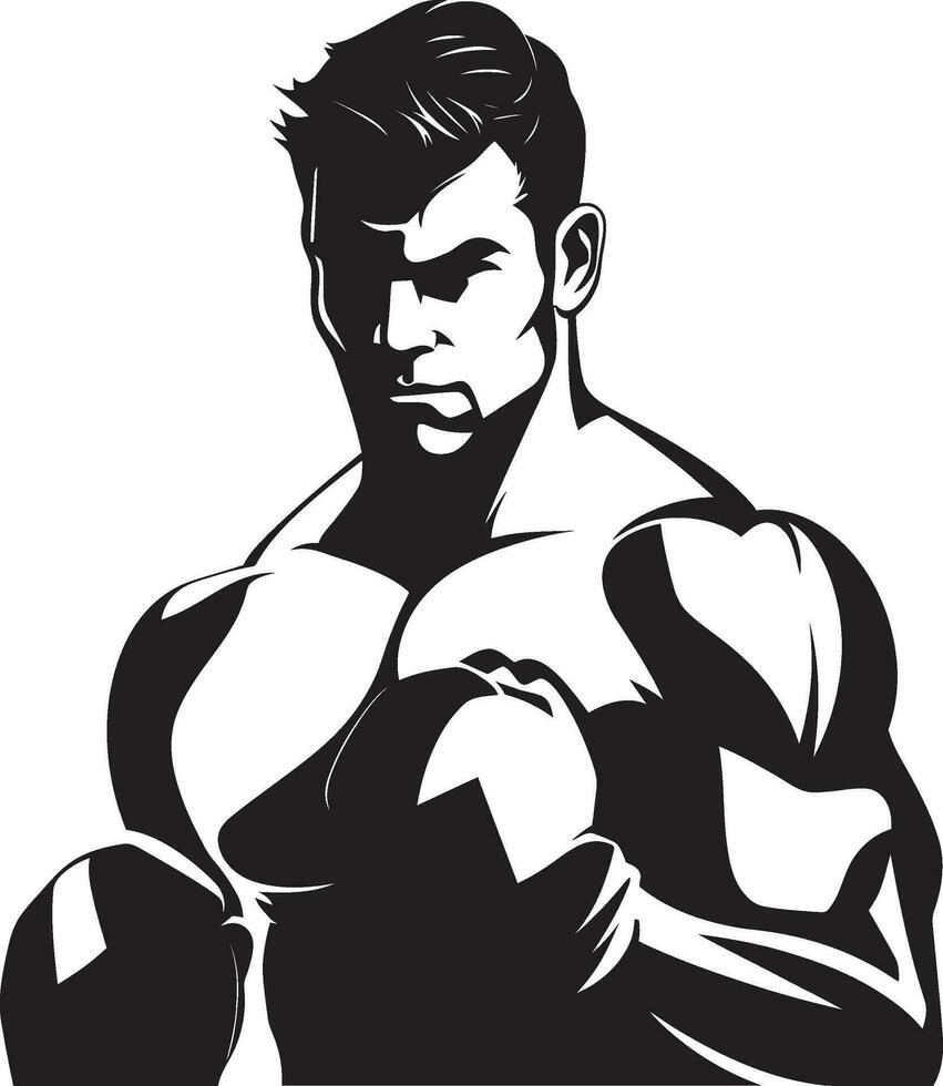 Elegant Black Logo Boxing Man Design Vector Icon Vector Artistry Powerful Boxing Emblem in Black