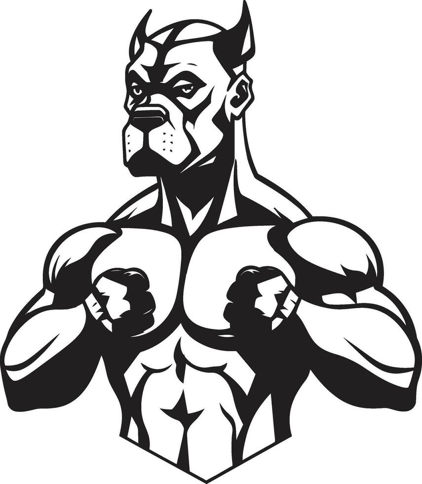 negro y negrita Boxer perro vector mascota icónico atletismo negro logo con Boxer perro