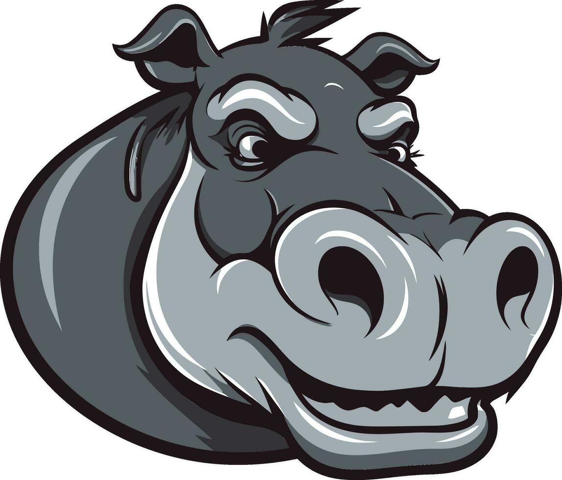 Majestic Hippopotamus Icon Design Bold Black Hippo Symbol vector