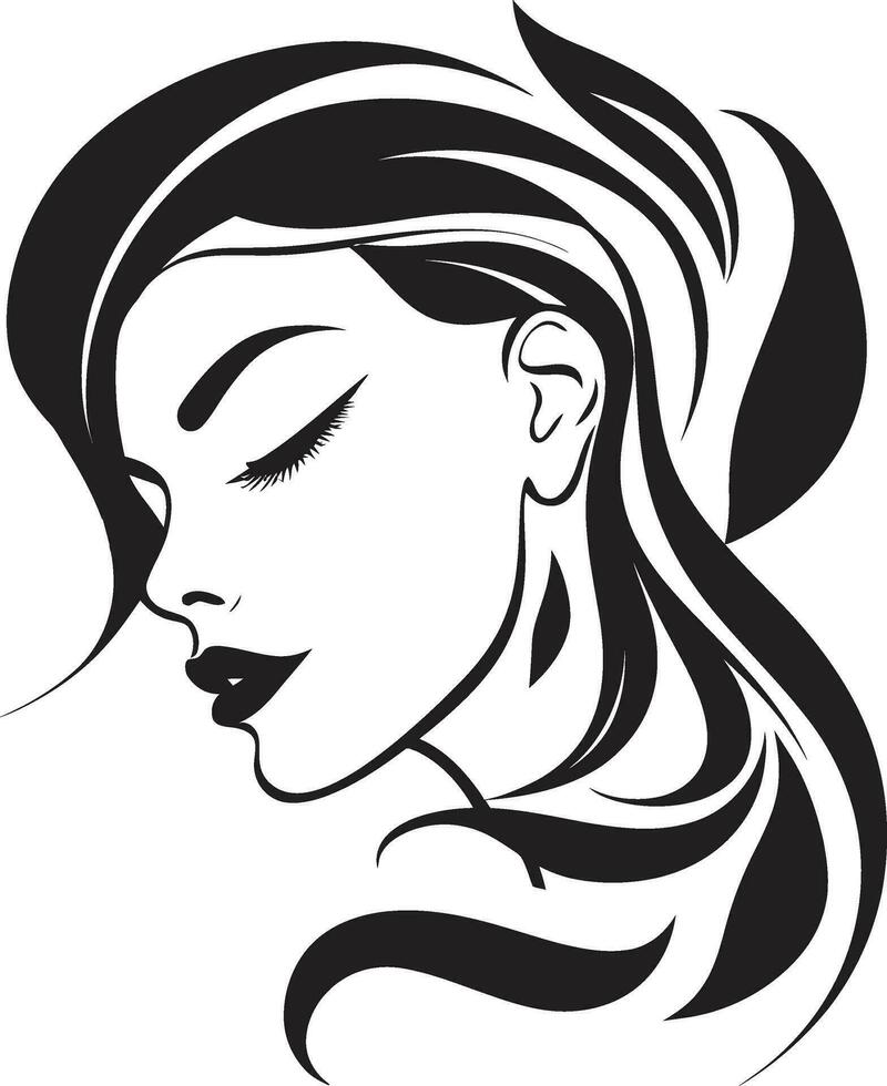 Iconic Simplicity Vector Icon of Black Female Face Mystical Elegance Black Emblem with Womans Face