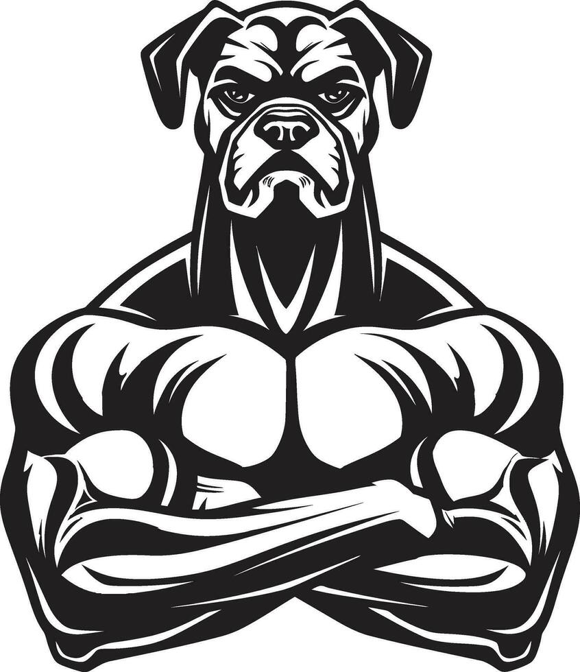 Elegant Agility Boxer Dog as a Boxer Mascot Logo Iconic Athleticism Unleashed Black Emblem Design vector