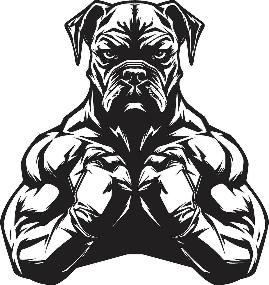 vector arte desvelado Boxer perro mascota logo atlético energía negro Boxer perro icono en vector