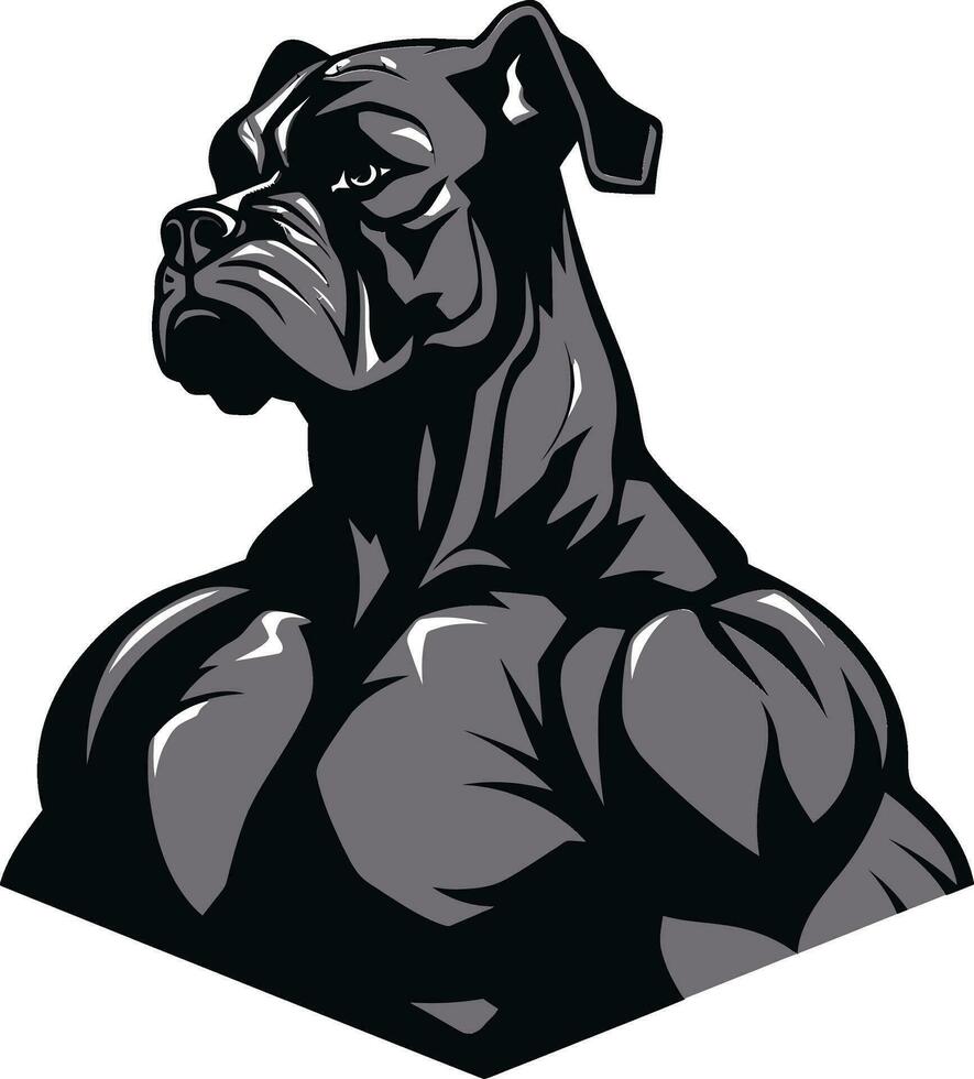 Athletic Energy Black Boxer Dog Icon in Vector Elegant Agility Boxer Dog as a Boxer Mascot Logo