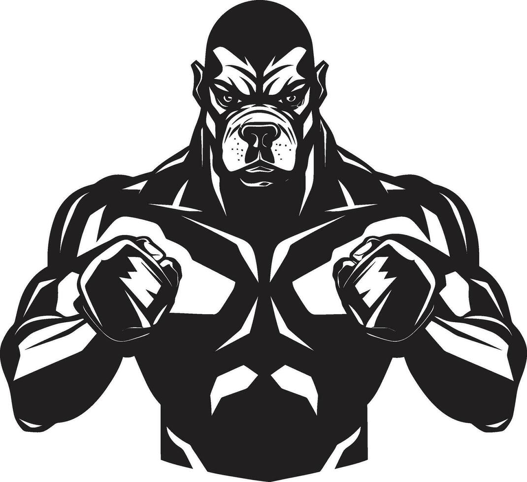 Mighty Mascot Black Boxer Dog Logo Vector Icon Athletic Agility Boxer Dog Mascot Emblem