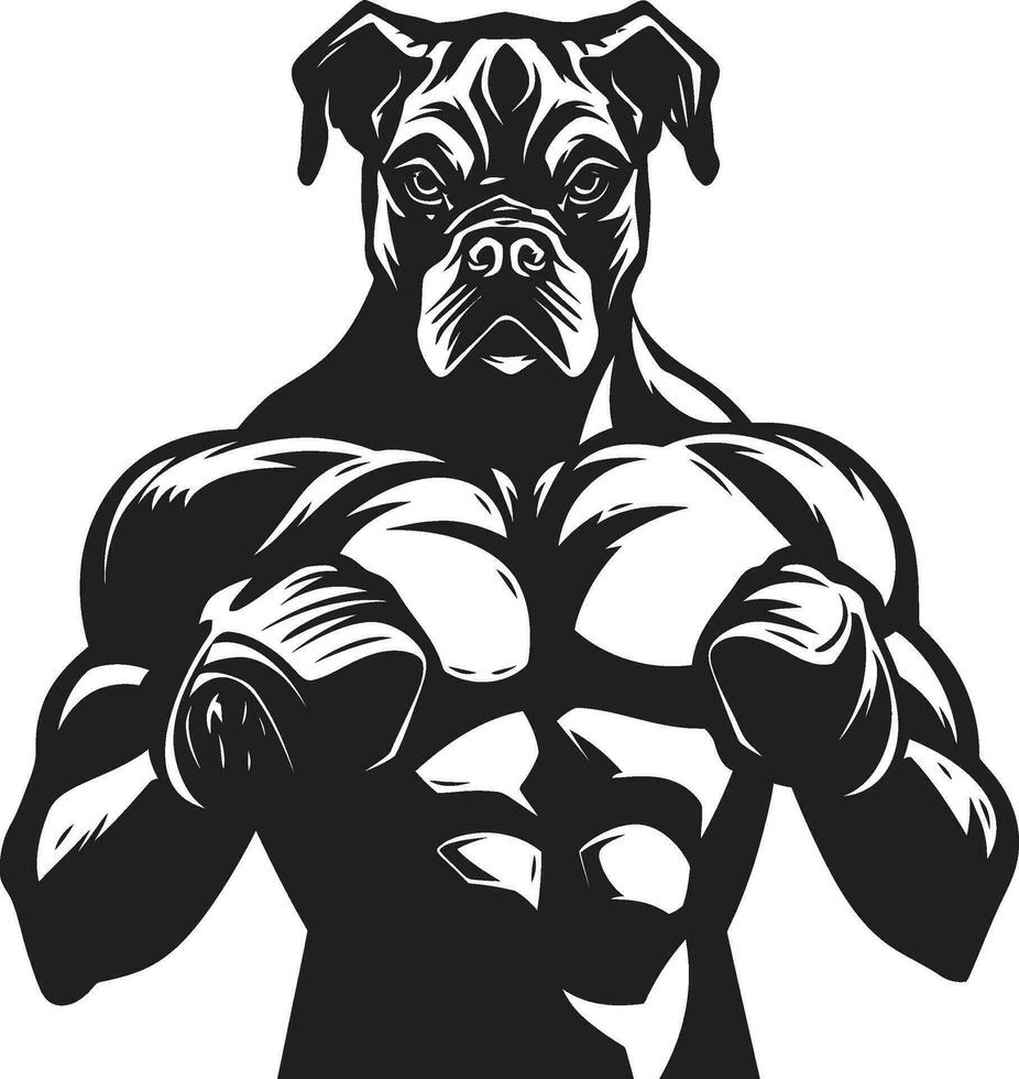 Vector Artistry Athletic Boxer Emblem in Black Boxer Power Black Logo Design with Dog Icon