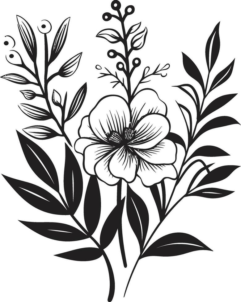 negro y lozano exótico floral vector majestuoso selva botánico floral logo emblema