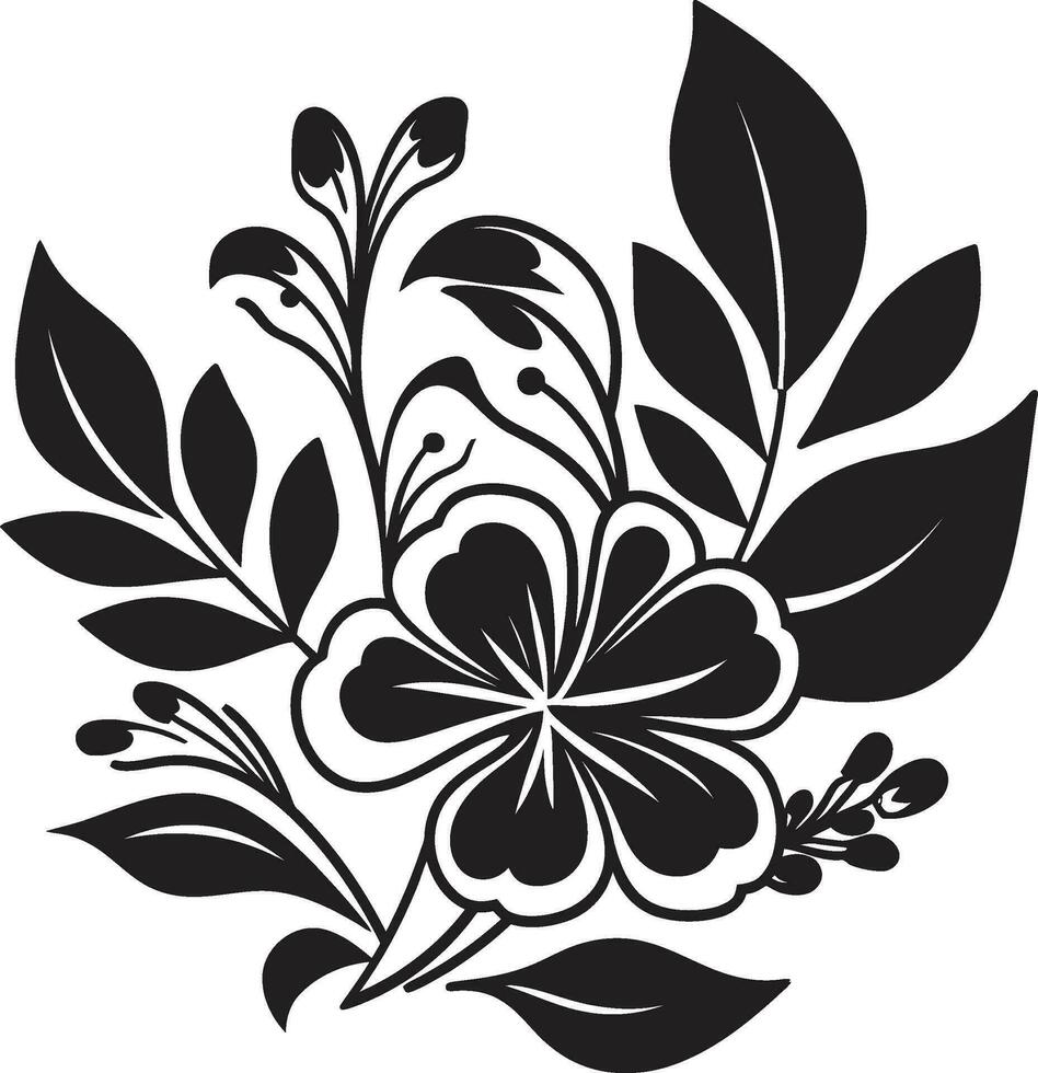 Tropical Beauty Black Floral Icon in Vector Elegant Oasis Botanical Tropical Floral Logo