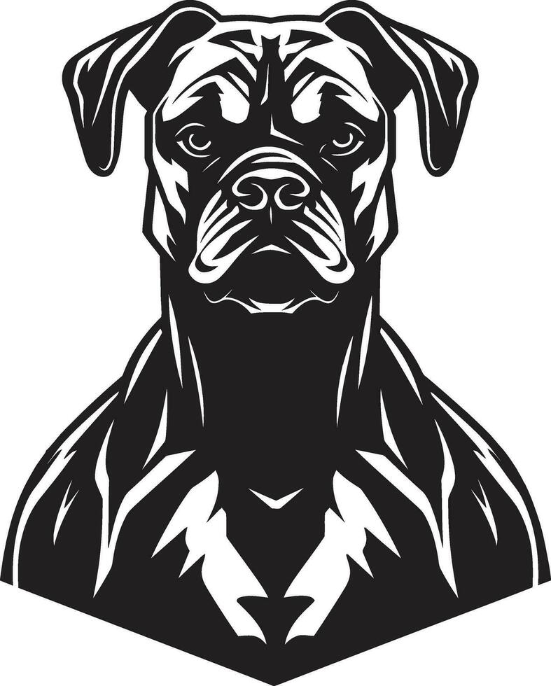 Black Beauty Boxer Dog Logo Mastery Exquisite Sporty Art Boxer Dog in Black Vector