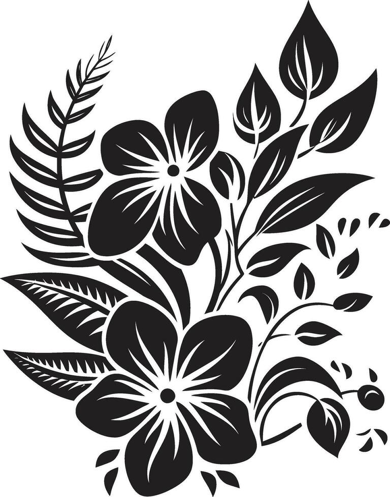 Black and Lush Exotic Floral Vector Majestic Jungle Botanical Floral Logo Emblem