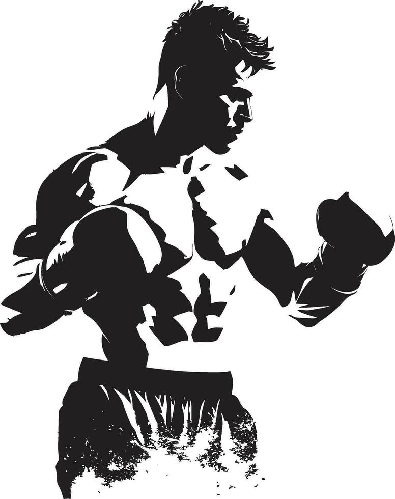 Black Beauty Boxing Man Logo Mastery Exquisite Sporty Art Boxing Man in Black Vector