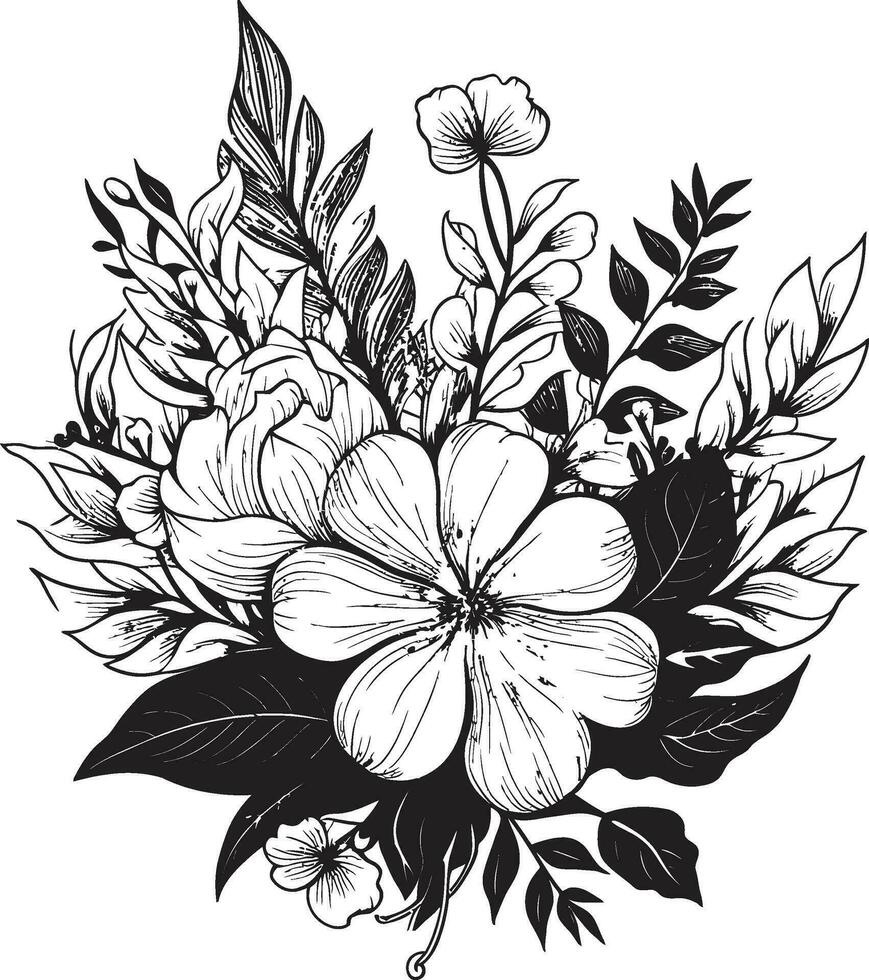 negro y negrita botánico floral vector emblema icónico paraíso negro logo con exótico floral