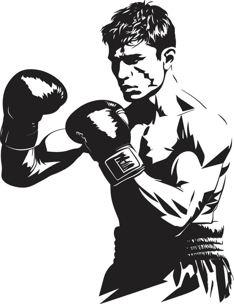 poderoso combatiente negro boxeo hombre logo vector icono pugilístico valor boxeo hombre diseño emblema