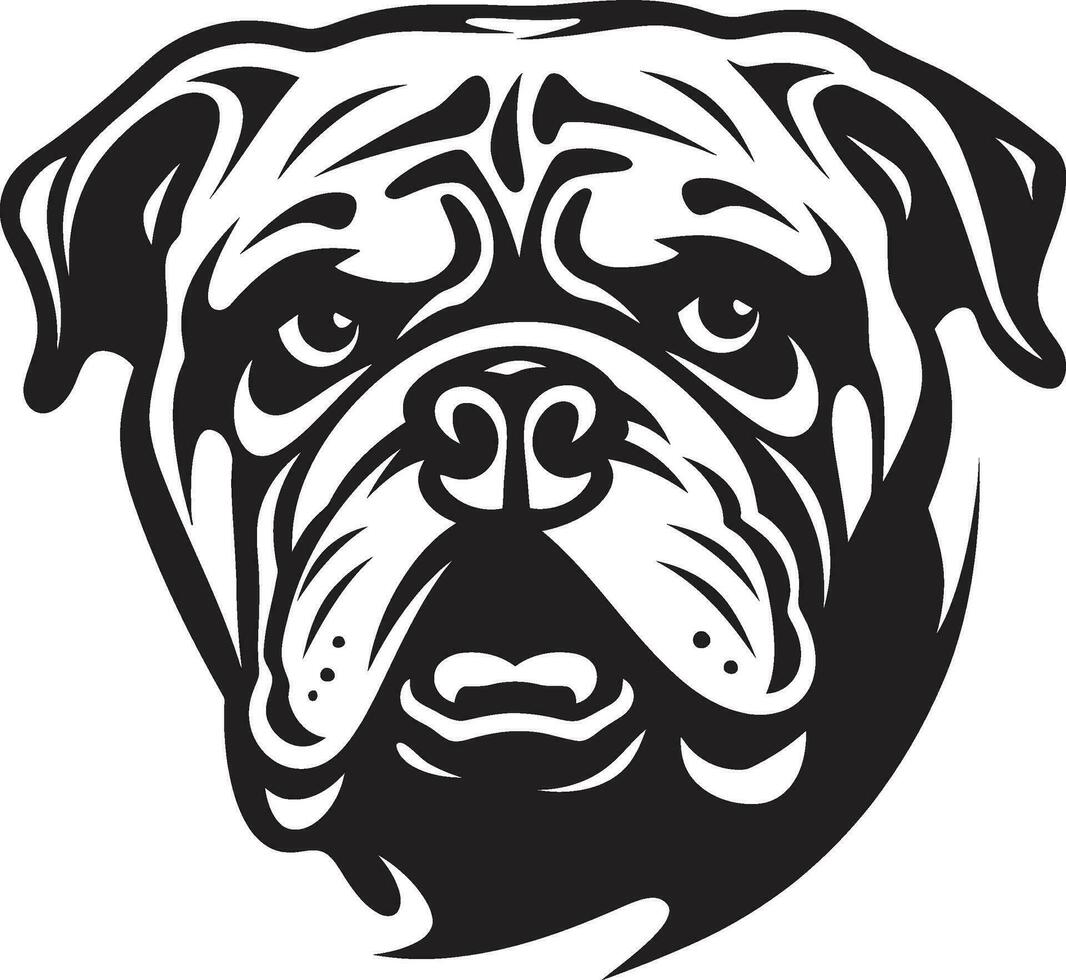 buldog tenacidad desvelado negro logo con buldog poderoso canino vector icono en negro