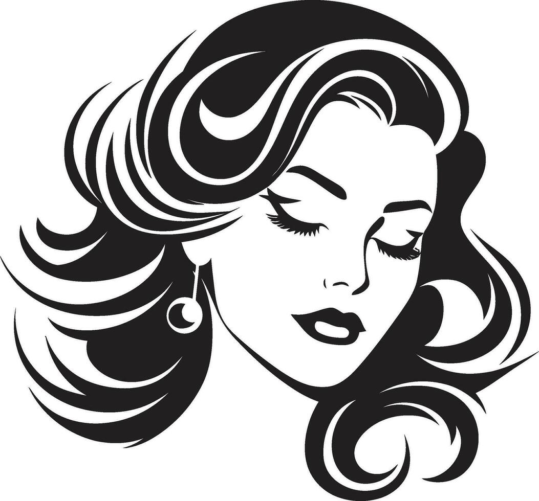 Empowerment through Elegance Female Face Emblem in Black Intriguing Gaze Black Logo of a Womans Face vector