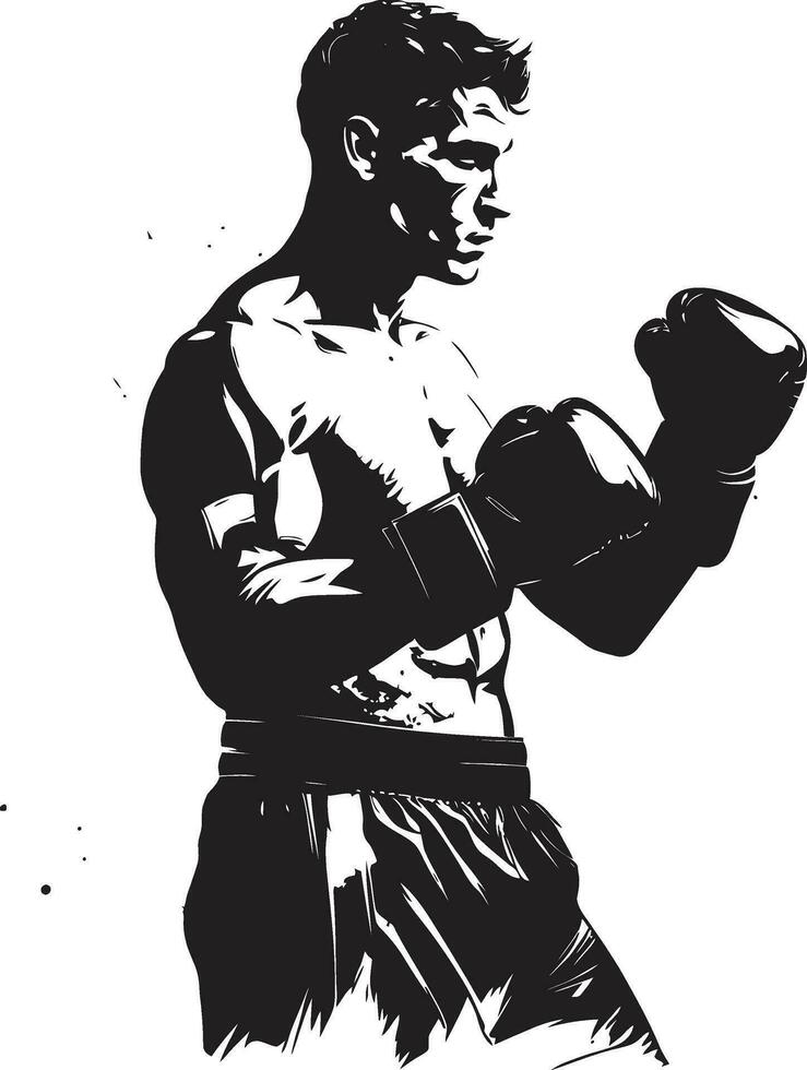 Vector Artistry Redefined Boxing Man Emblem Pugilistic Prowess Unveiled Black Logo with Boxing Man