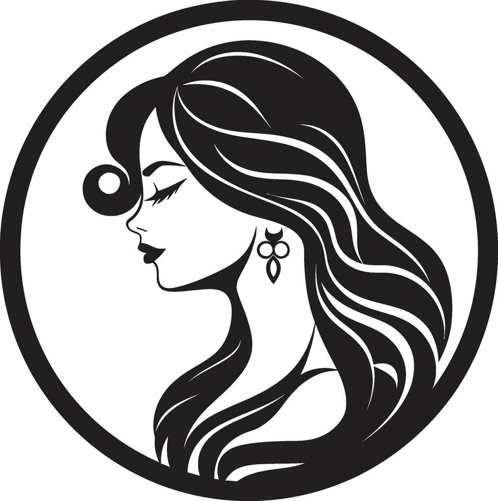 Sculpted Grace Black Logo with a Womans Face Timeless Elegance Black Face Emblem Design vector