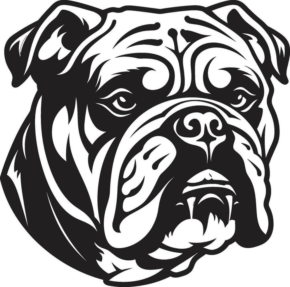 negro y negrita buldog vector icono icónico fuerza negro logo con buldog