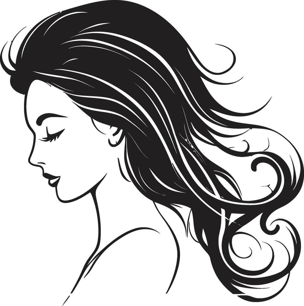 Subtle Elegance Black Logo with Womans Visage Sculpted in Time Female Face in Black Logo vector