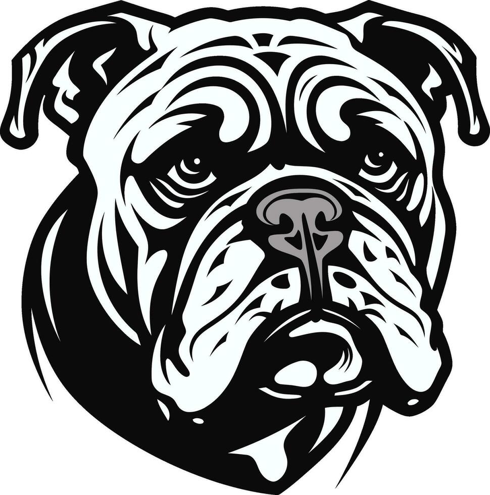 buldog tenacidad desvelado negro logo con buldog poderoso canino vector icono en negro