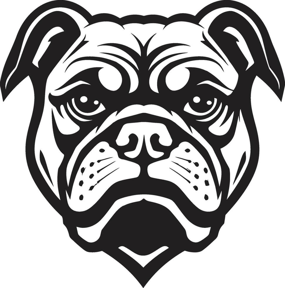 Bulldog Spirit Black Logo with Iconic Dog Canine Courage Vector Icon in Black