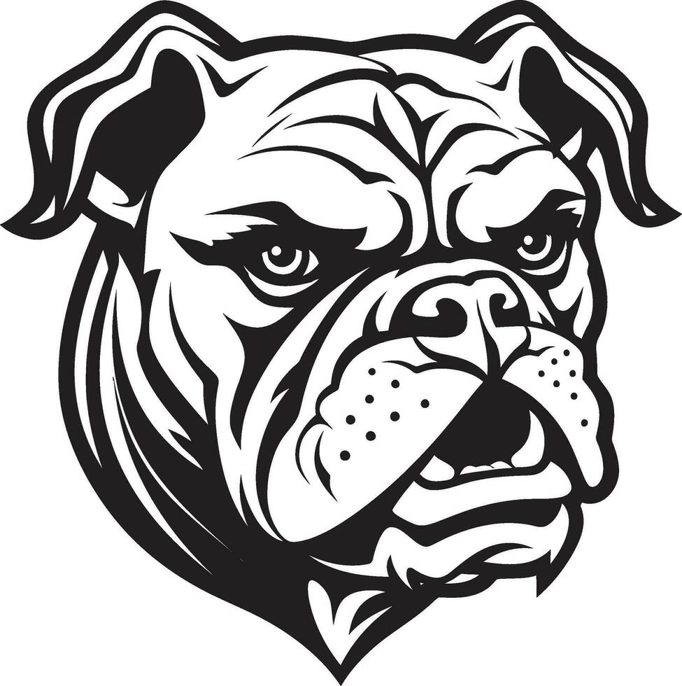 buldog tenacidad desvelado negro logo con buldog poderoso canino vector icono en negro