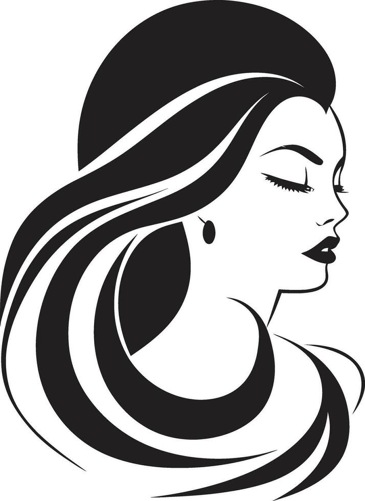 icónico sencillez vector icono con hembras cara místico mirada emblema con negro hembra cara