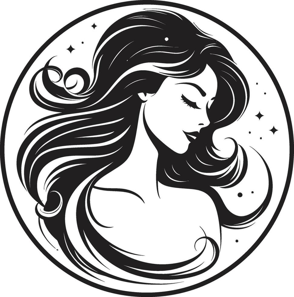 Mystical Gaze Emblem with Black Female Face Eternal Allure Logo of a Womans Face vector