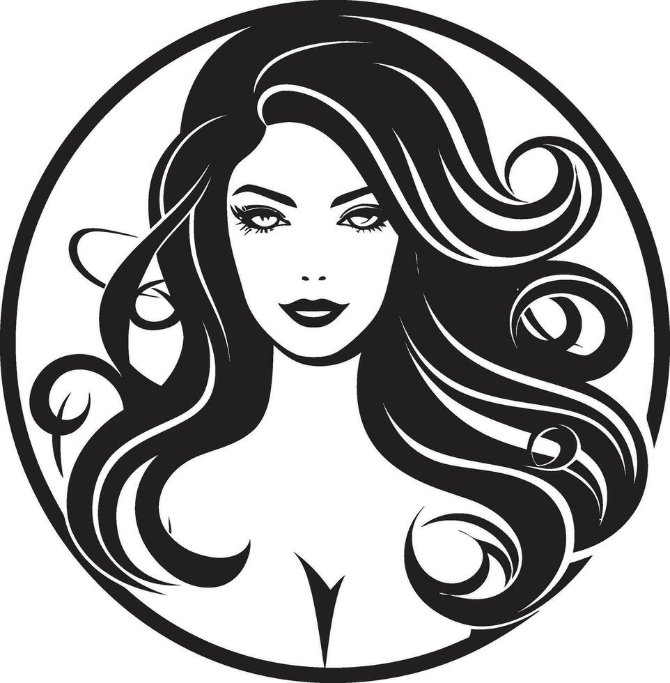 Subtle Charm Black Logo with Females Profile Sculpted Beauty Black Female Face Emblem in Logo vector