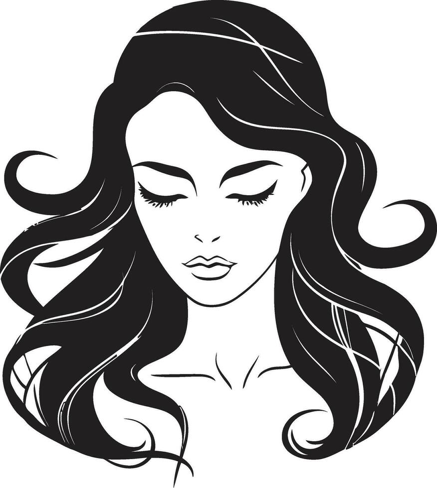 Mysterious Serenity Logo with a Womans Face Subtle Allure Black Logo Featuring Female Face vector