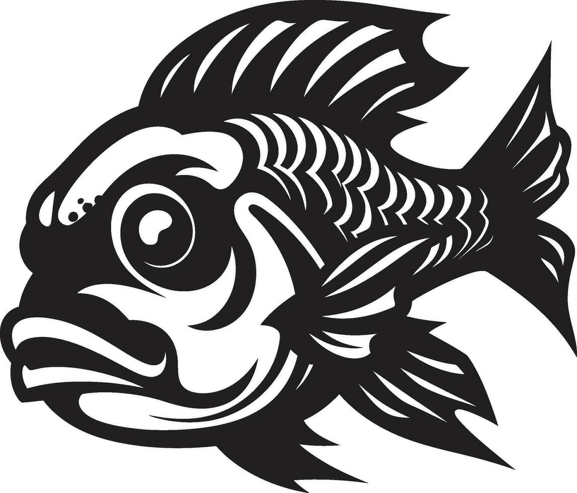 Aquatic X Ray Vision Fish Logo Skeleton Design Oceanic Overture Fish Skeleton Logo Icon vector