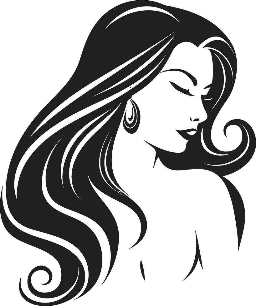 eterno encanto logo con hembra cara en negro elegancia en sencillez vector icono de hembra cara