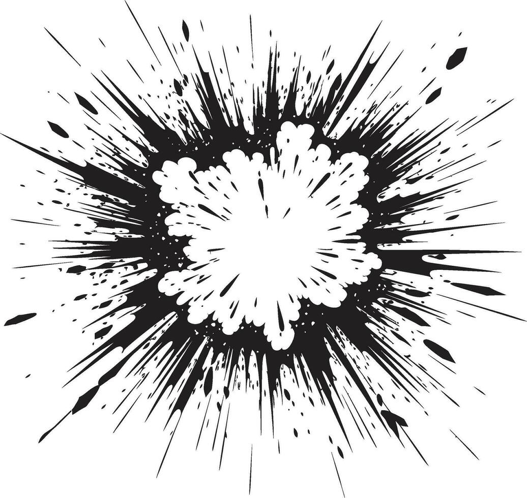 Thrilling Explosion Comic Logo in Black Dynamic Breakdown Black Vector Icon