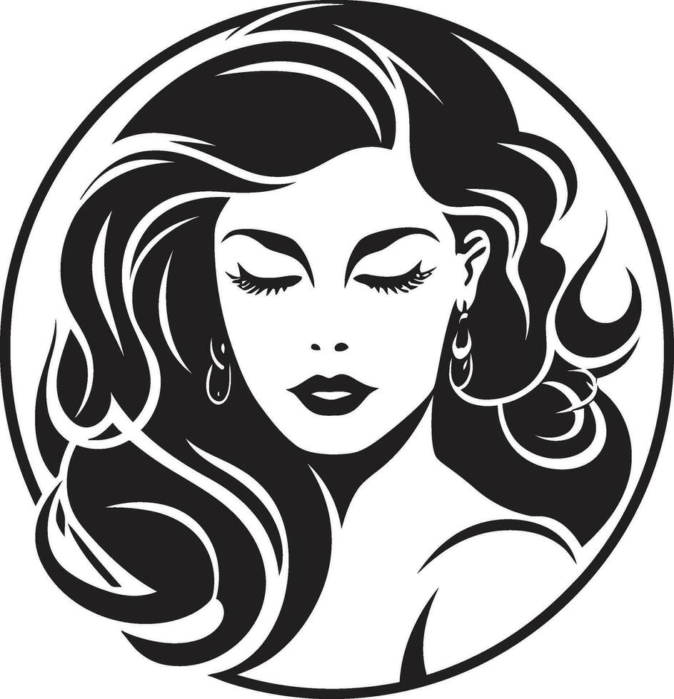 intrigante elegancia vector icono de un mujeres cara sutil encanto negro logo con un hembras cara