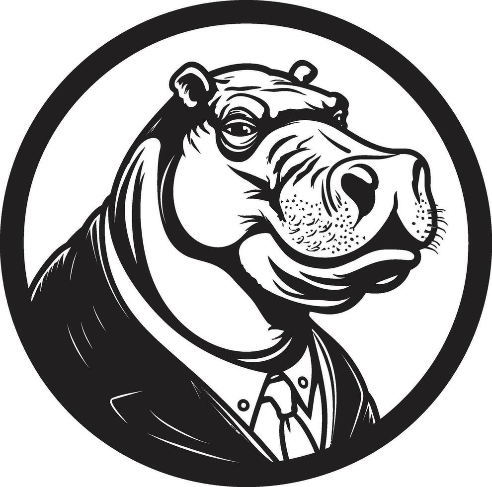 hipopótamo en movimiento vector icono agraciado hipopótamo silueta logo