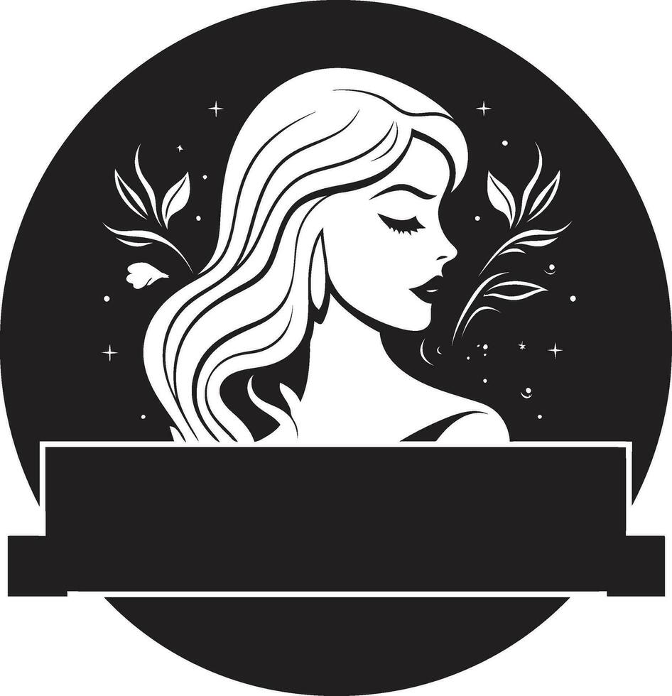 eterno seducir negro cara vector icono con mujeres perfil en monocromo elegante líneas negro logo con hembras cara icono en monocromo