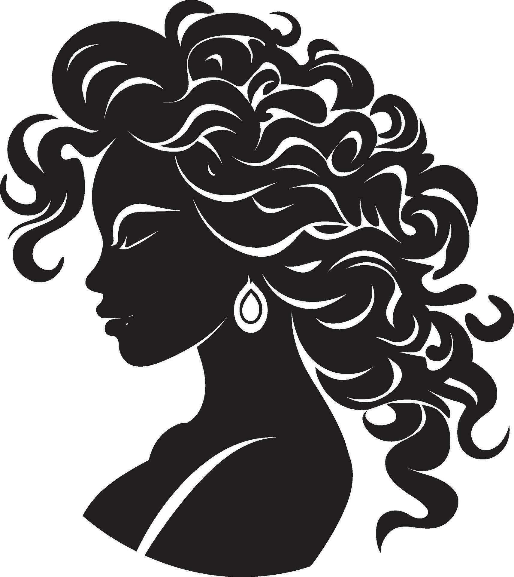Eternal Allure Logo with Female Face Icon in Black Monochrome 